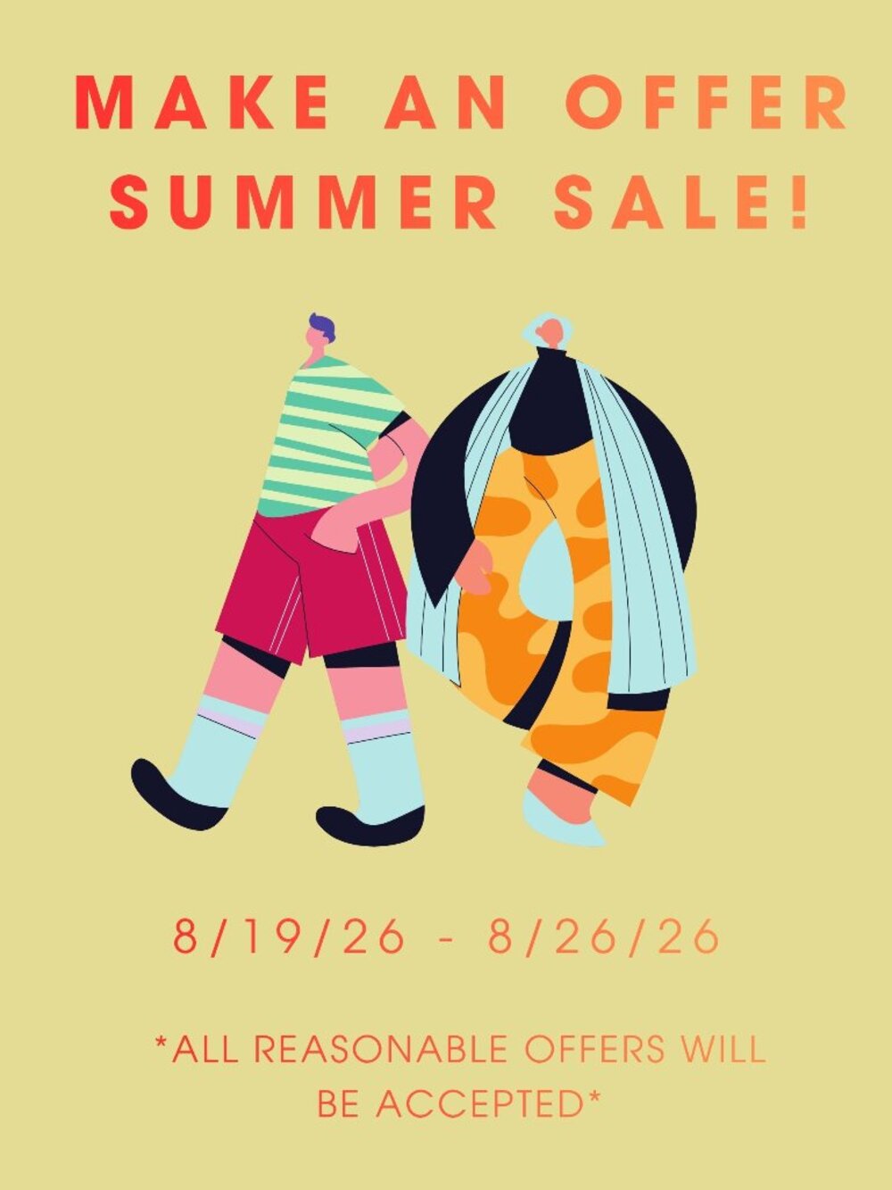 MAKE AN OFFER SUMMER SALE 8/19/26 - 8/26/26